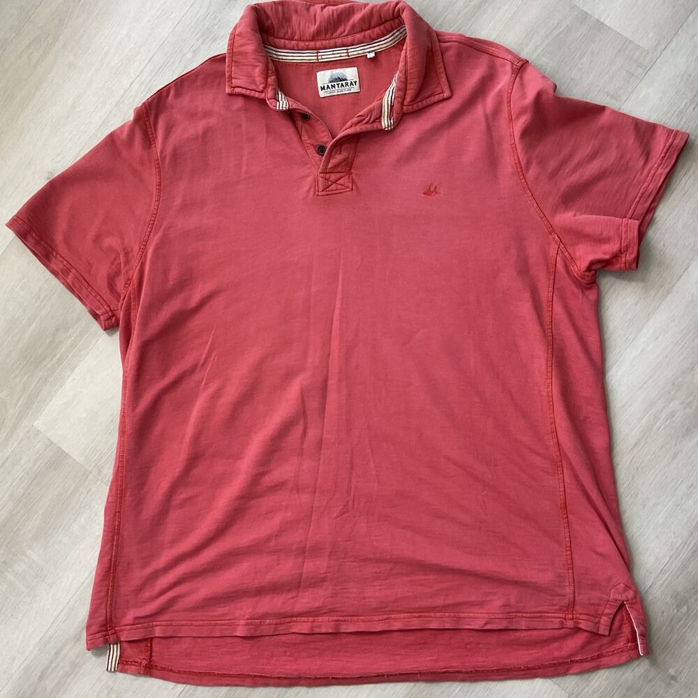 Mantaray Durable Mens Size XL Red Polo 1/2 Button Up Top